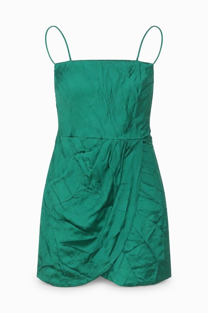 Zara Women's Green Slip Dress, Size S, Sleeveless