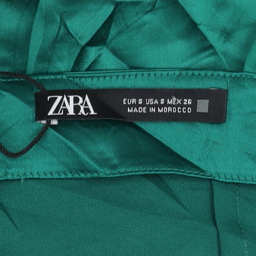 Zara Women's Green Slip Dress, Size S, Sleeveless