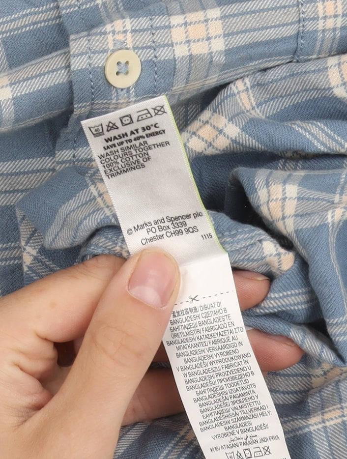 Marks and Spencer Men's Large Blue Check Shirt