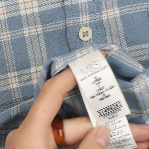Marks and Spencer Men's Large Blue Check Shirt