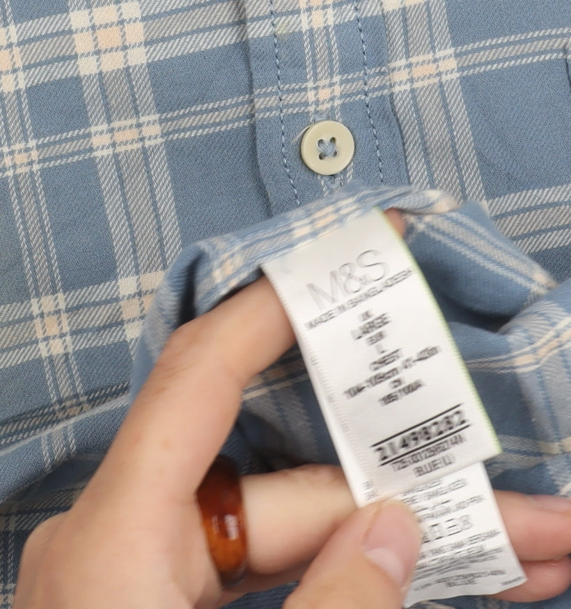 Marks and Spencer Men's Large Blue Check Shirt