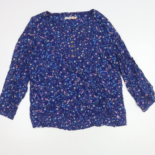 Country Rose Blue Floral Blouse Women's Size 22 Tunic Style