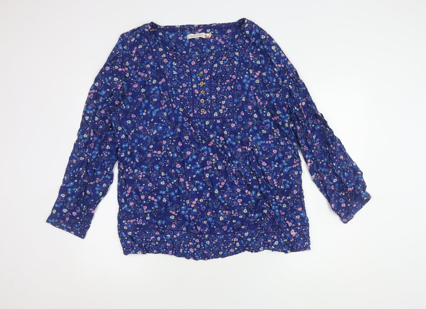 Country Rose Blue Floral Blouse Women's Size 22 Tunic Style