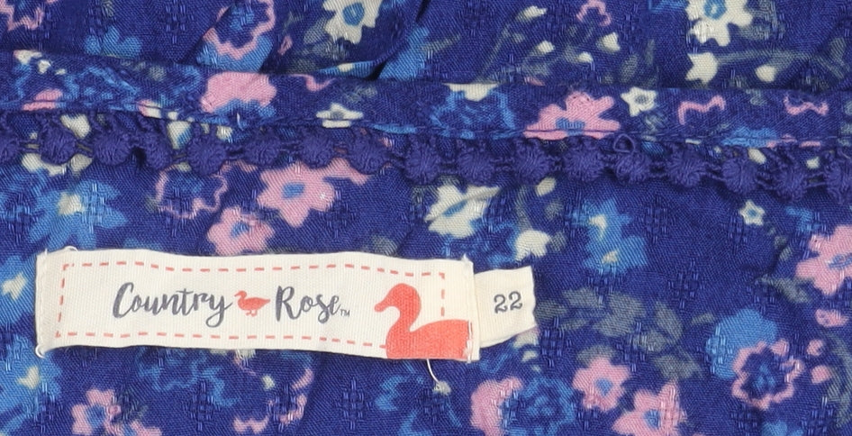 Country Rose Blue Floral Blouse Women's Size 22 Tunic Style