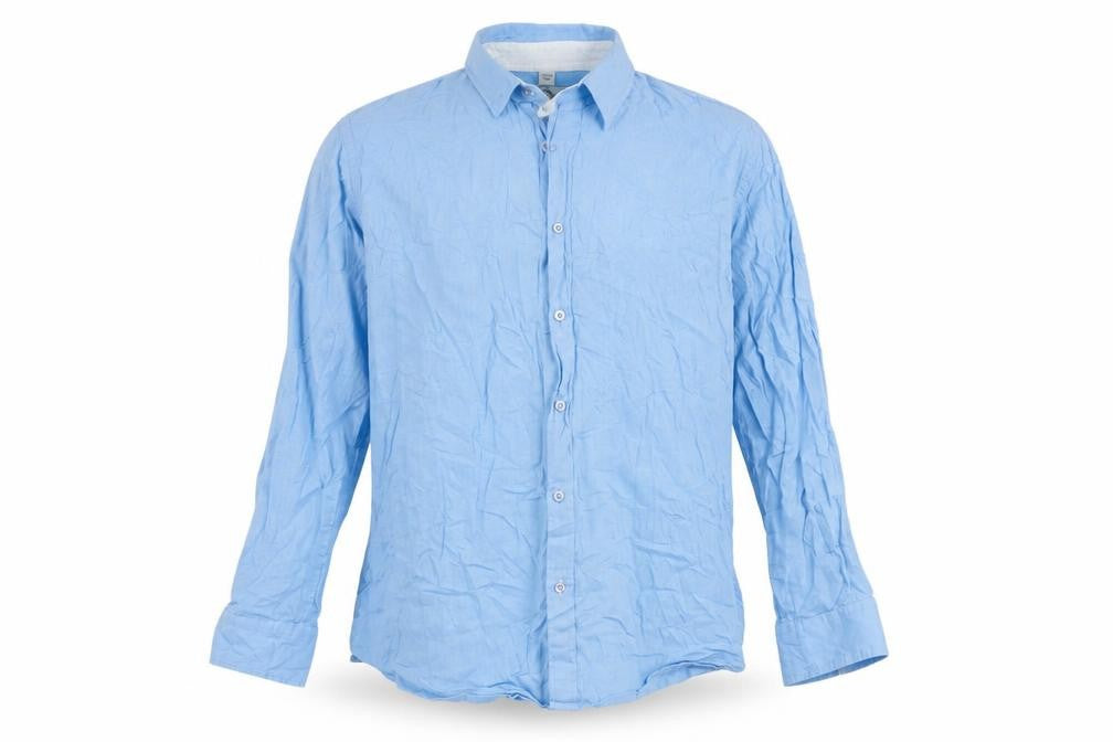 Front view of Jacamo Men's Blue XL Long Sleeve Button-Up Shirt