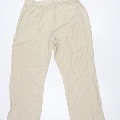 Marks and Spencer Women's Beige Linen Trousers, Size 18