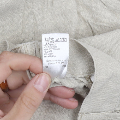 Marks and Spencer Women's Beige Linen Trousers, Size 18