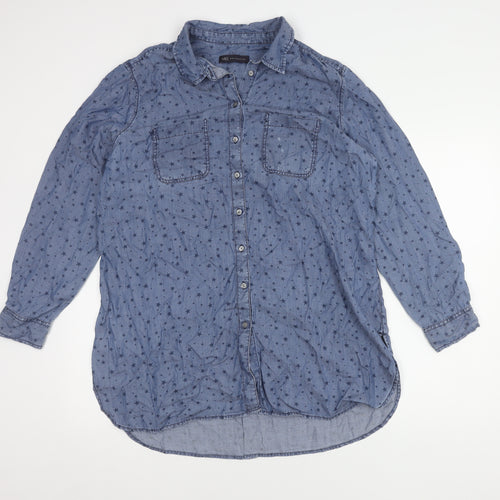Marks and Spencer Women's Blue Button-Up Shirt Size 16