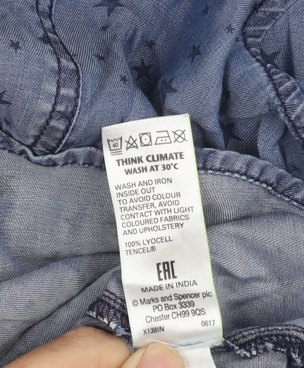 Marks and Spencer Women's Blue Button-Up Shirt Size 16