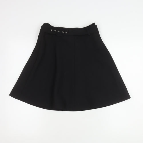 Zara Women's Black A-Line Skirt Buckle Accent S