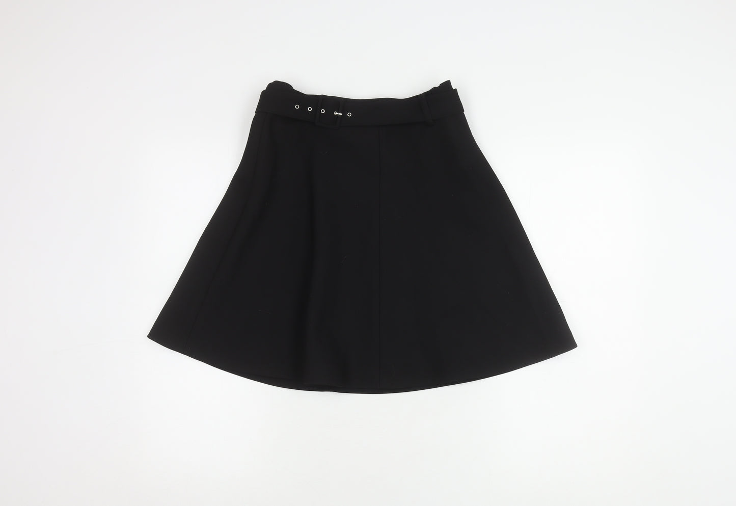 Zara Women's Black A-Line Skirt Buckle Accent S