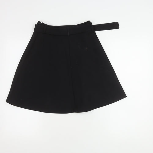 Zara Women's Black A-Line Skirt Buckle Accent S