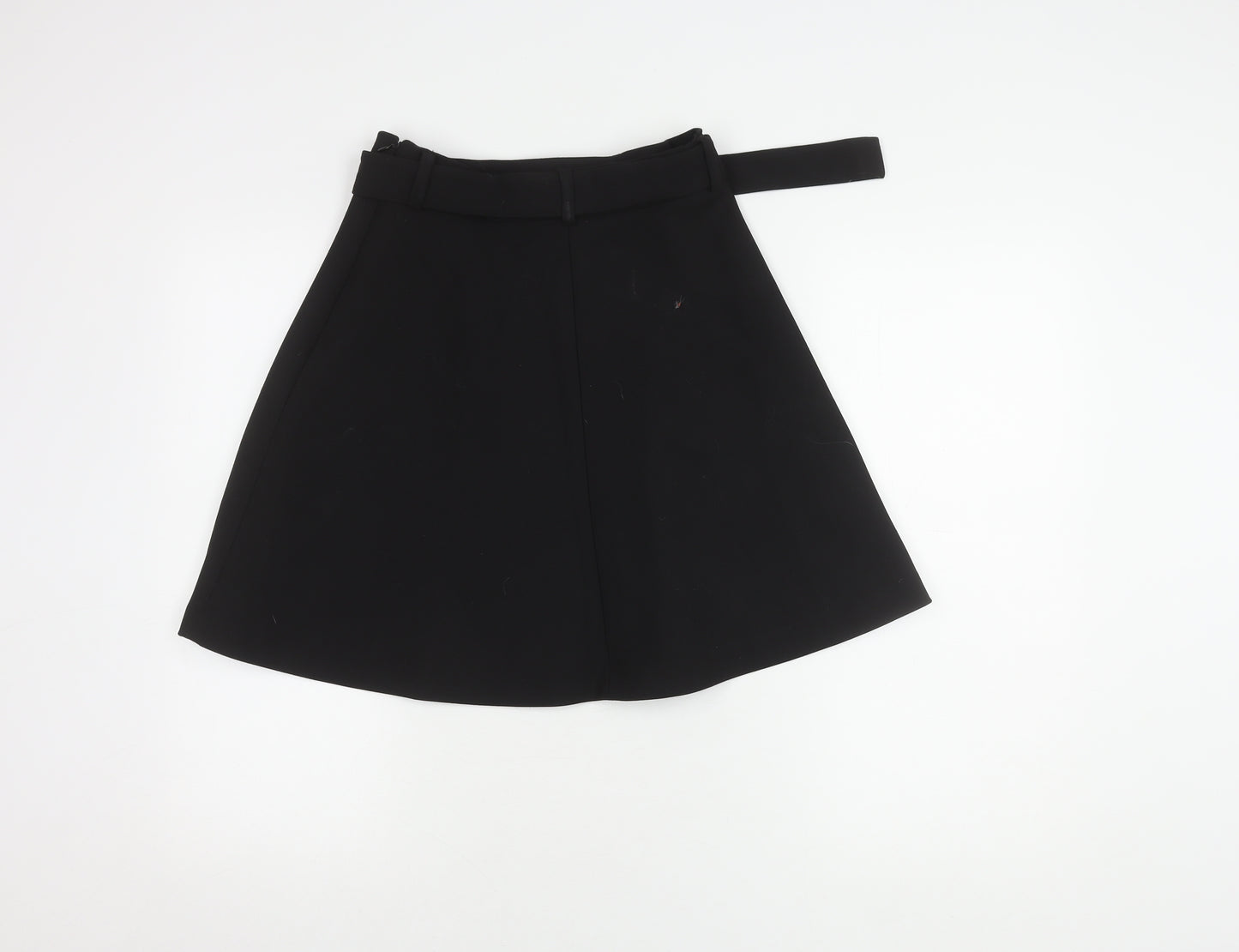 Zara Women's Black A-Line Skirt Buckle Accent S
