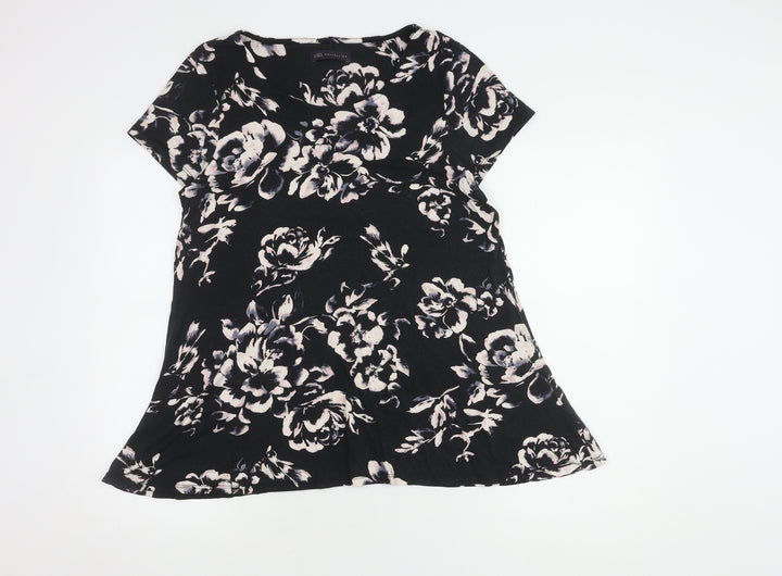 Marks and Spencer Women's Black Floral T-Shirt, Size 16