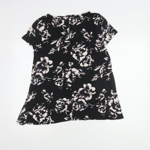 Marks and Spencer Women's Black Floral T-Shirt, Size 16