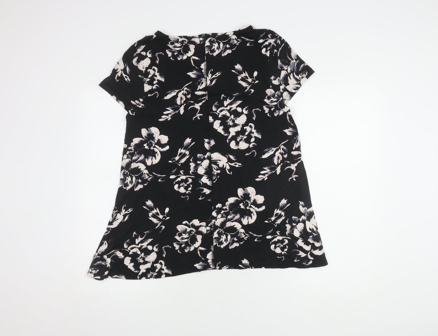 Marks and Spencer Women's Black Floral T-Shirt, Size 16