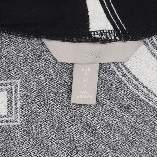 H&M Women's Black Geometric Long Sleeve Dress S