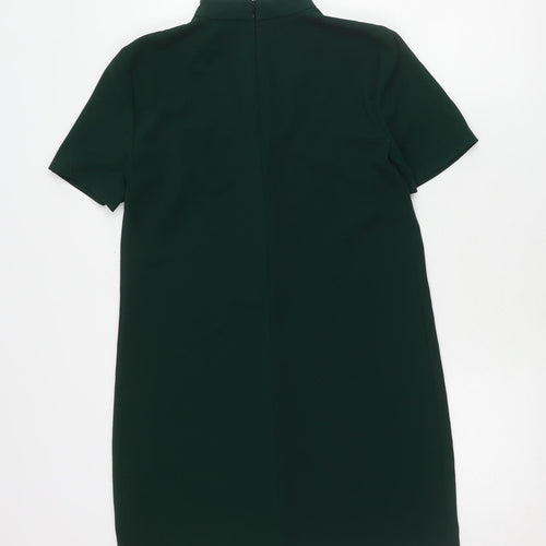 Zara Woman Green Sheath Dress, S, Short Sleeve, V-Neck