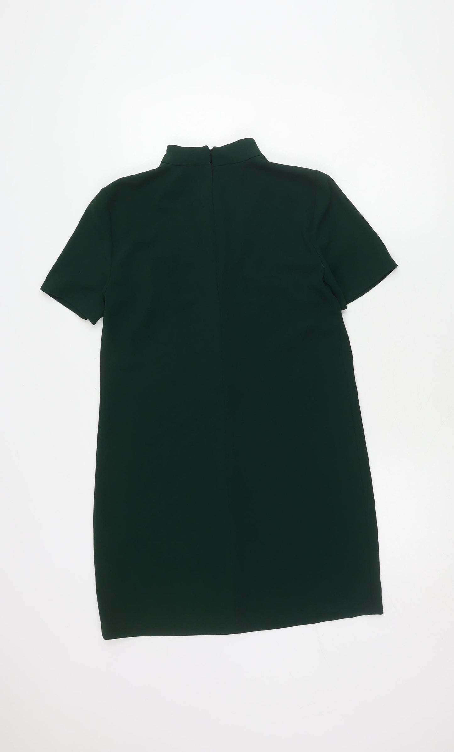 Zara Woman Green Sheath Dress, S, Short Sleeve, V-Neck