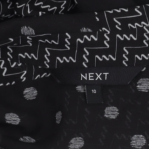 Next Women's Black Geometric Button-Up Shirt, Size 10