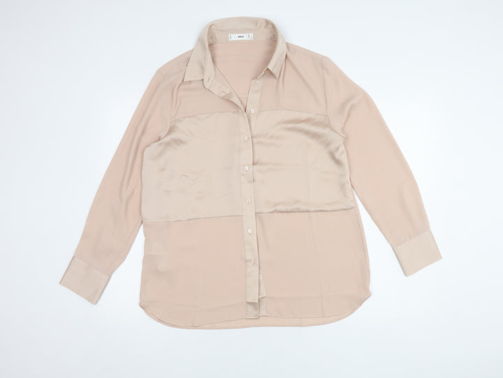 MNG Women's Beige Blouse, Size L - Regular Fit