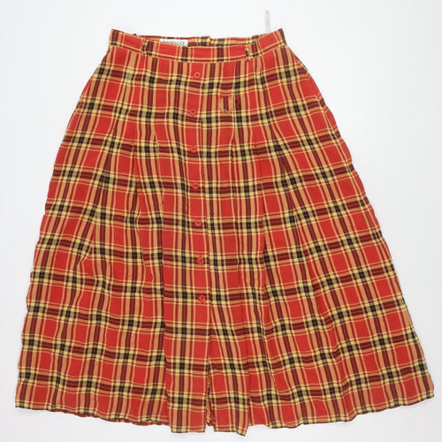 Bianca Women's Red Plaid Pleated Skirt, Size 14