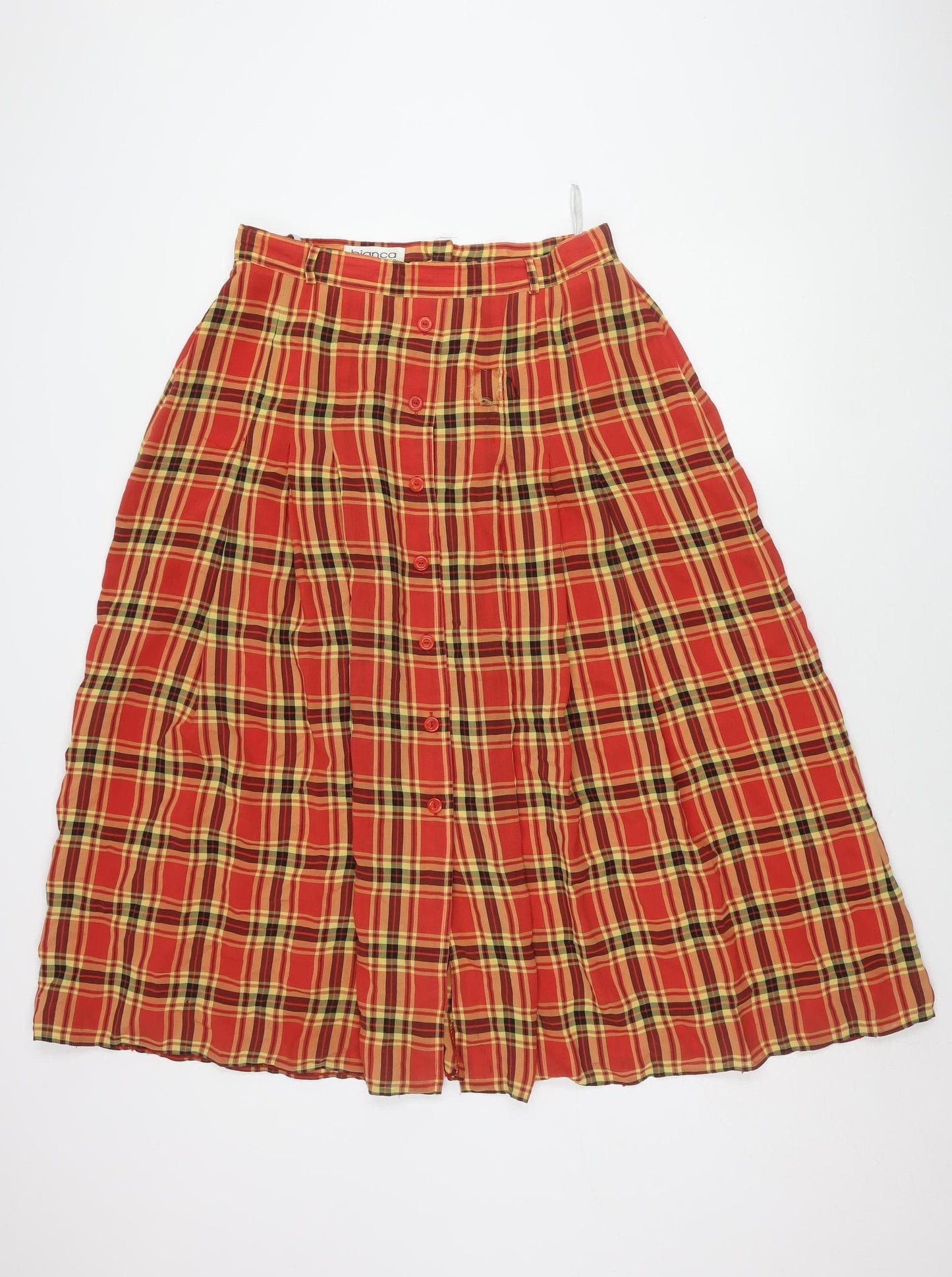 Bianca Women's Red Plaid Pleated Skirt, Size 14