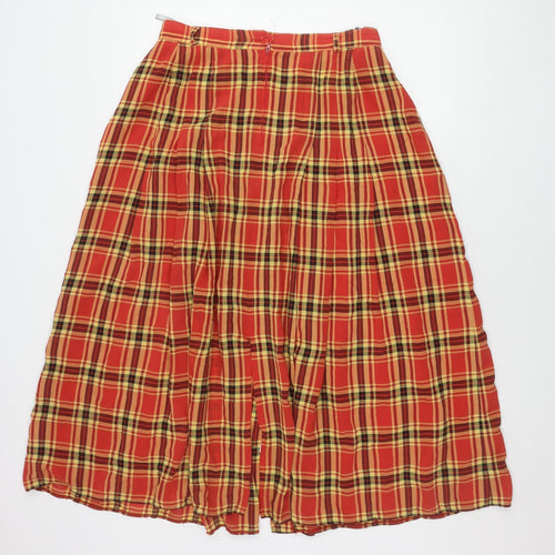 Bianca Women's Red Plaid Pleated Skirt, Size 14