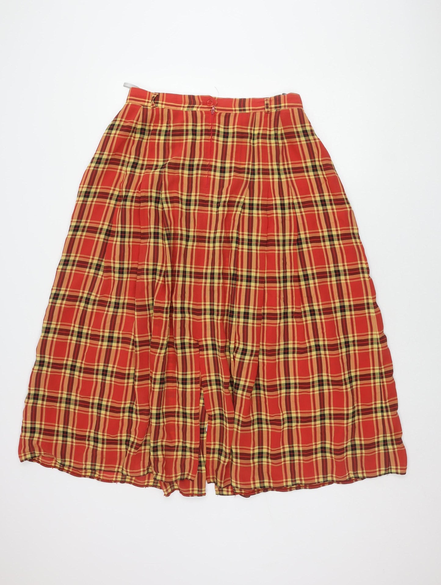 Bianca Women's Red Plaid Pleated Skirt, Size 14