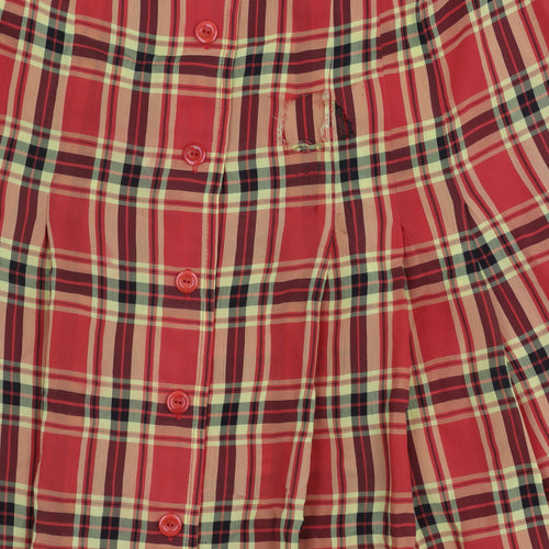 Bianca Women's Red Plaid Pleated Skirt, Size 14