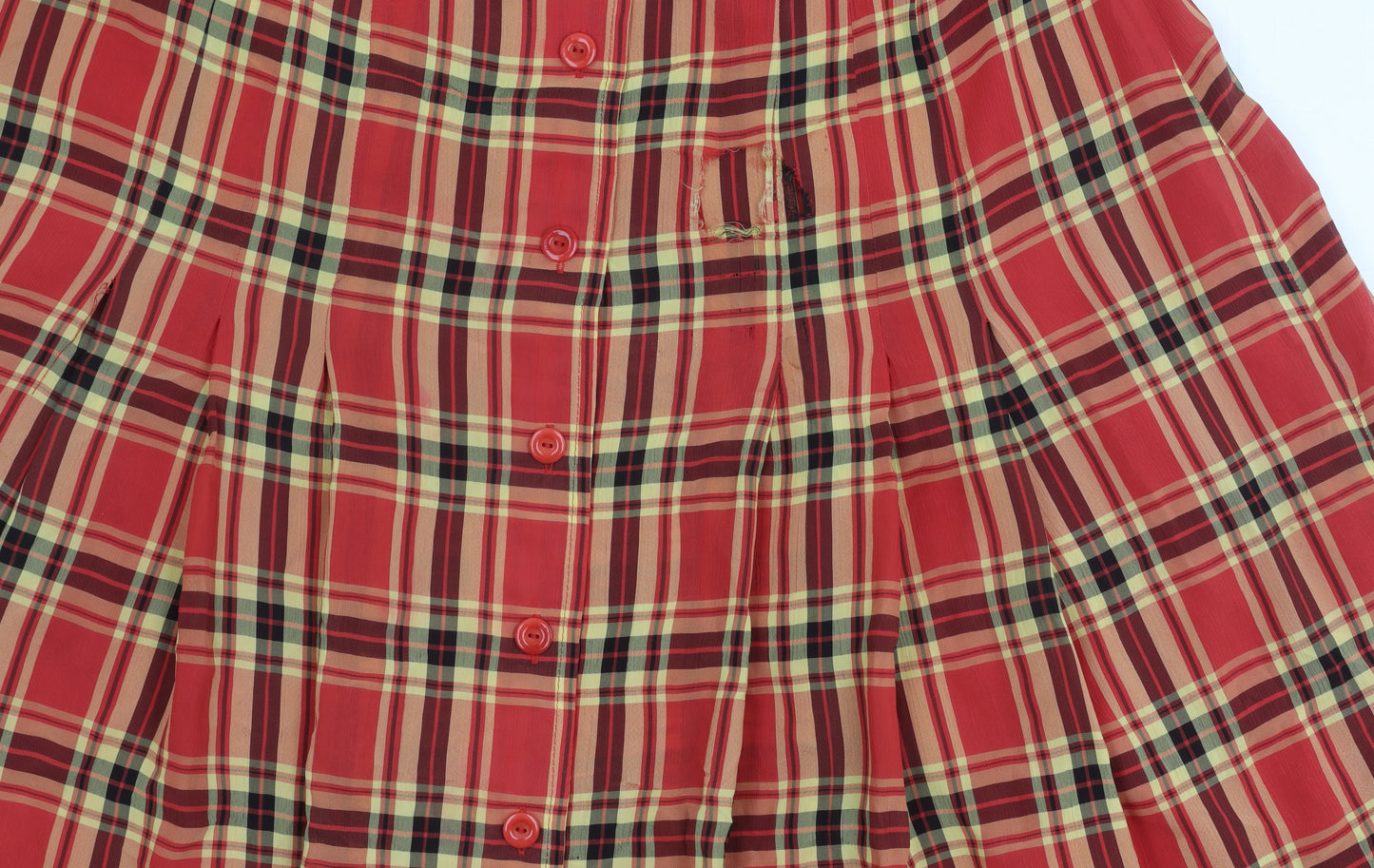 Bianca Women's Red Plaid Pleated Skirt, Size 14