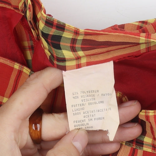 Bianca Women's Red Plaid Pleated Skirt, Size 14