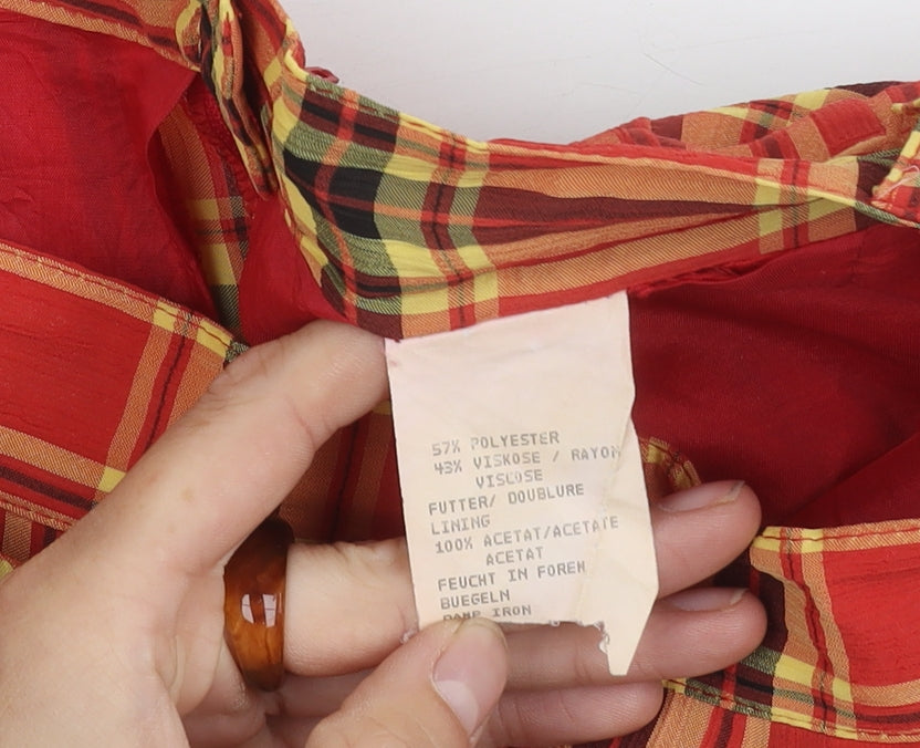 Bianca Women's Red Plaid Pleated Skirt, Size 14