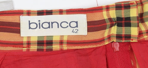 Bianca Women's Red Plaid Pleated Skirt, Size 14