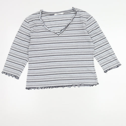 M&Co Women's Striped 3/4 Sleeve V-Neck Top M