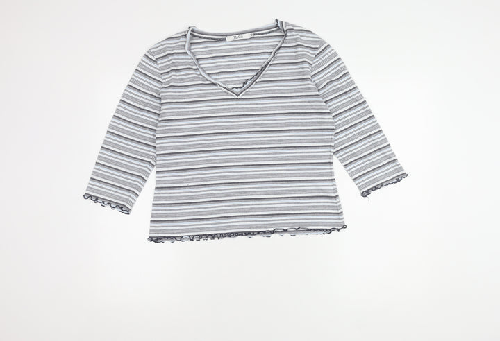 M&Co Women's Striped 3/4 Sleeve V-Neck Top M
