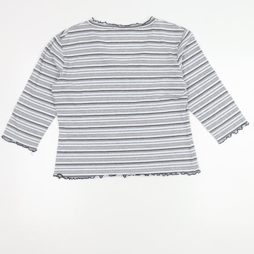 M&Co Women's Striped 3/4 Sleeve V-Neck Top M