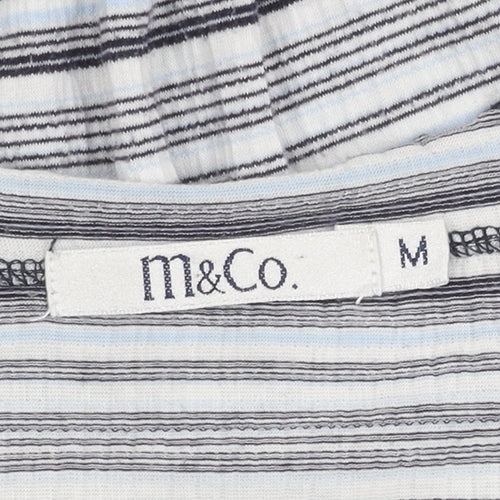 M&Co Women's Striped 3/4 Sleeve V-Neck Top M