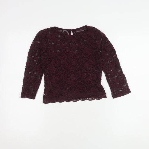 Bershka Women's Purple Lace Blouse M 3/4 Sleeve Casual