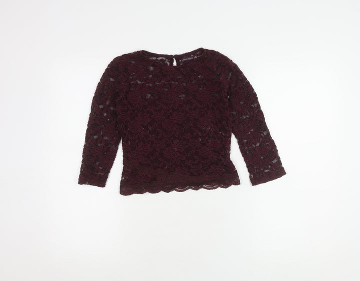 Bershka Women's Purple Lace Blouse M 3/4 Sleeve Casual