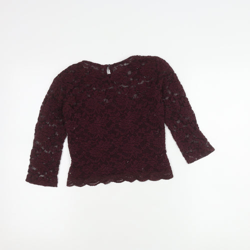 Bershka Women's Purple Lace Blouse M 3/4 Sleeve Casual