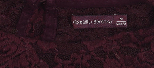 Bershka Women's Purple Lace Blouse M 3/4 Sleeve Casual
