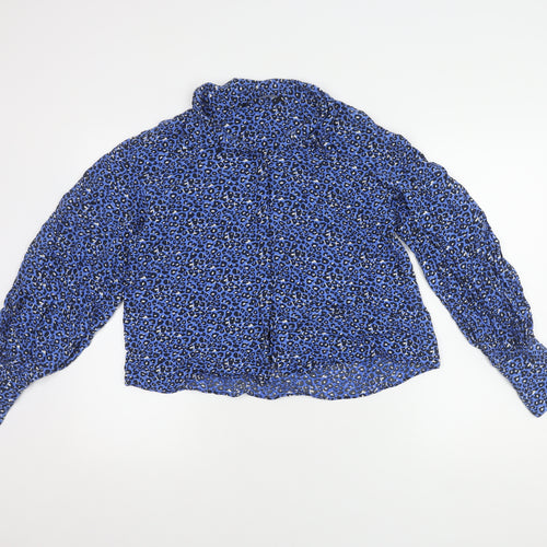 Zara Women's Blue Black Animal Print Blouse Size 12