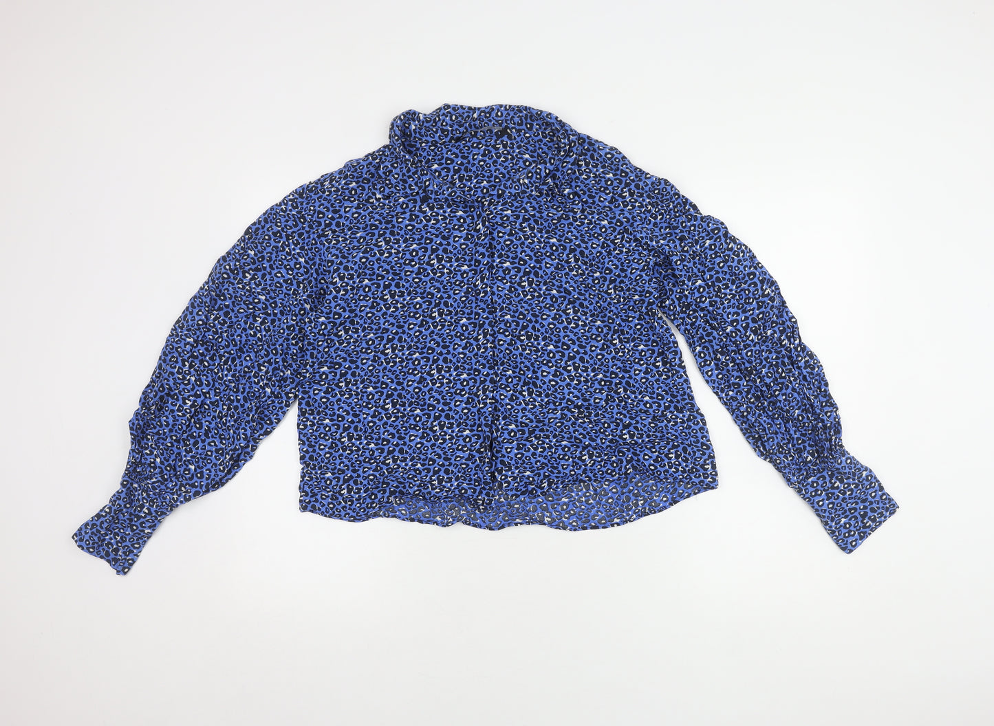 Zara Women's Blue Black Animal Print Blouse Size 12
