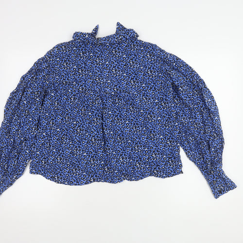 Zara Women's Blue Black Animal Print Blouse Size 12