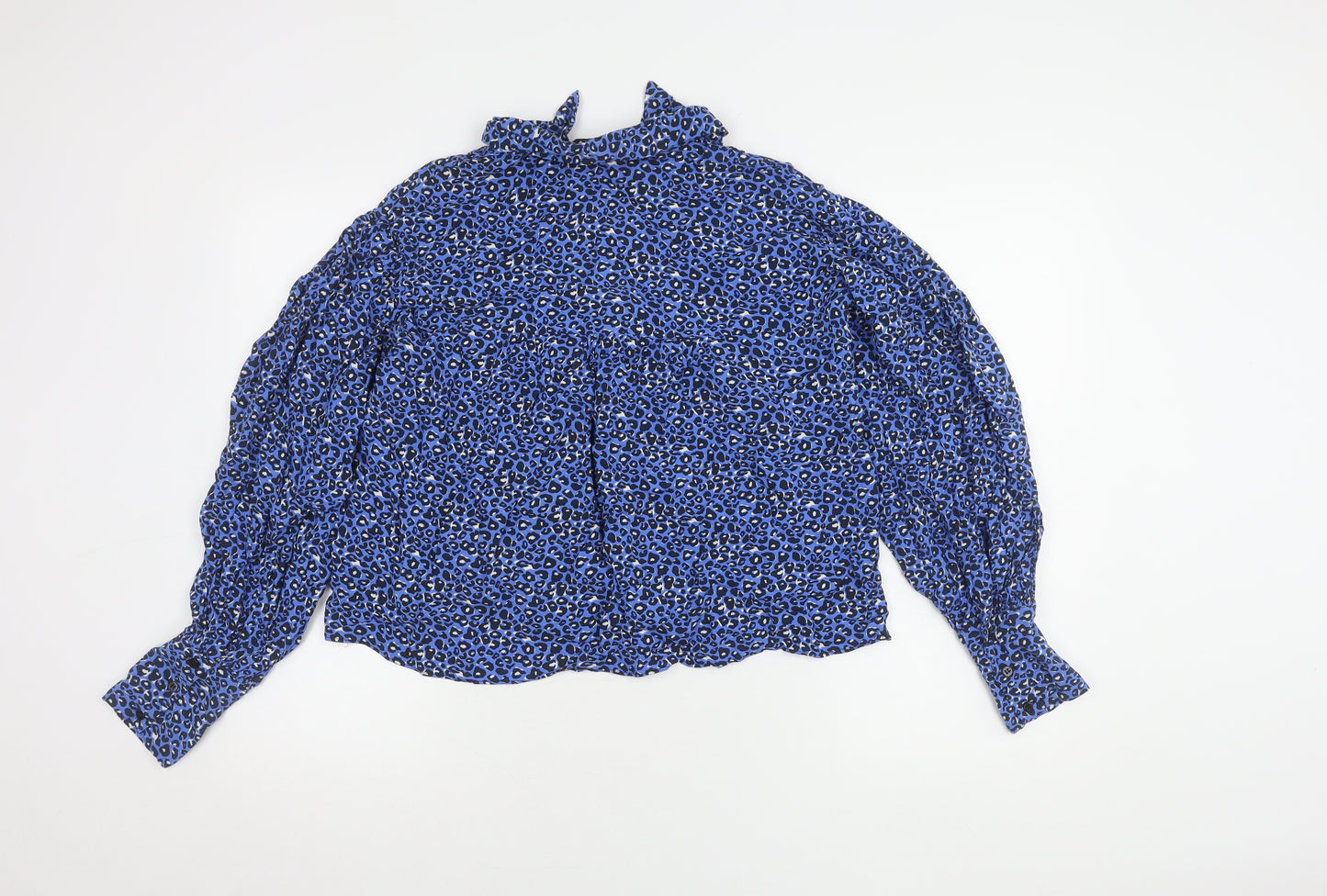 Zara Women's Blue Black Animal Print Blouse Size 12