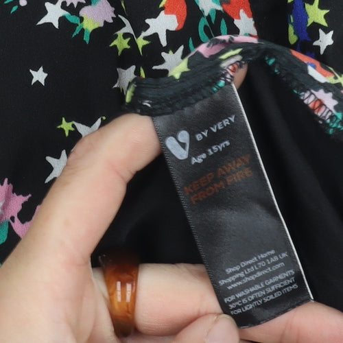 Very Girls' Black Multicoloured Floral Dress Size 15