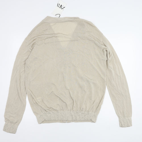 Zara Women's Beige Full Zip V-Neck Jumper, Size S