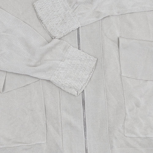 Zara Women's Beige Full Zip V-Neck Jumper, Size S
