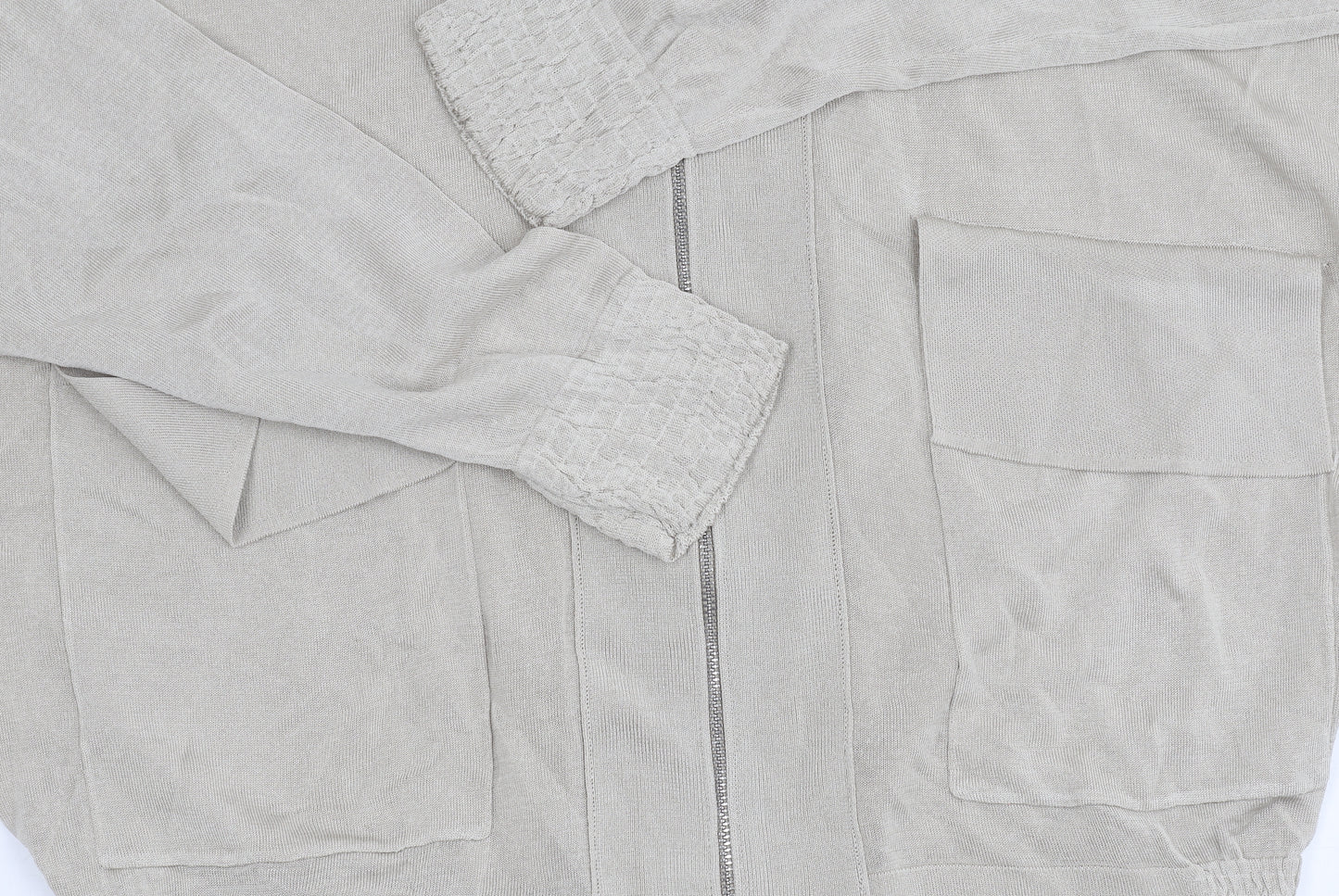 Zara Women's Beige Full Zip V-Neck Jumper, Size S